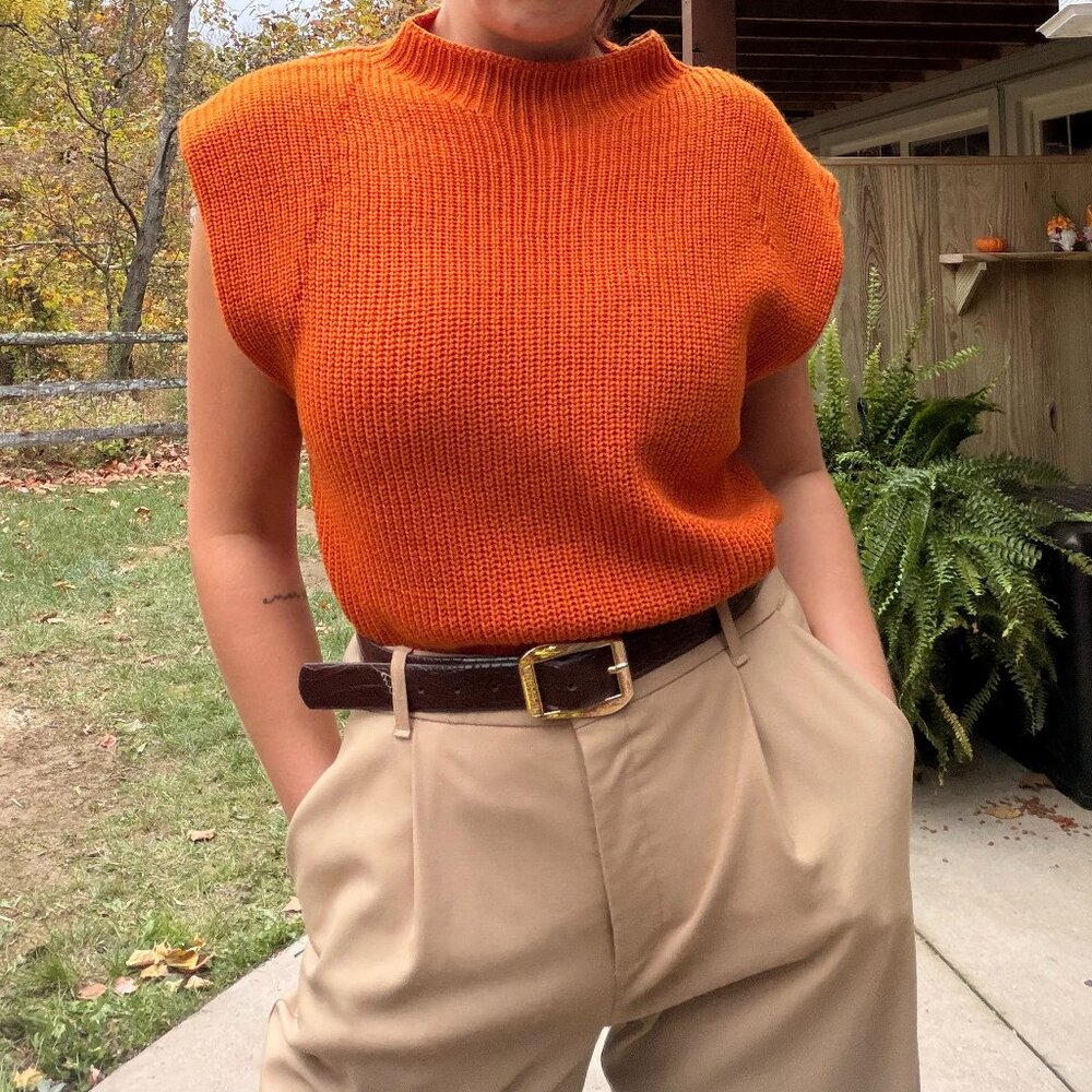 Aritzia Babaton Hazlitt Wool Sweater Vest in Burnt Orange - Picture 3 of 10